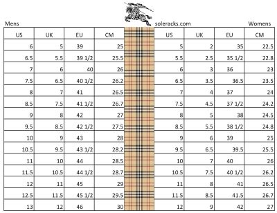 burberry size chart conversion.